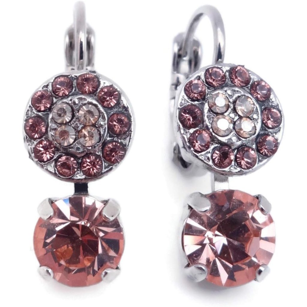 Mariana Brown Meadow Silver Earrings In Purple And Peach Crystal Dangle 1119 Nwt